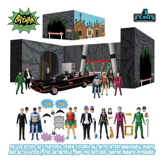 Mezco Toys 5 Points Batman 1966 Classic TV Series Deluxe Action Figure Set